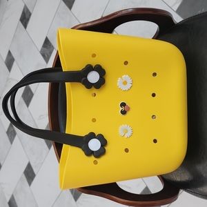 Rubber Tote Charm Bag with 3 Charms